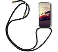 ShinyCase Coque pour Sony Xperia L3 étui Transparent Housse TPU Etui Souple Lanière avec Cordon Réglable Longueur Chaîne Etui de Téléphone avec Cordon Lanyard Case TPU Bumper Sony Xperia L3,Noir