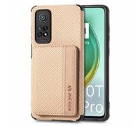 ShinyCase Étui Portefeuille pour Xiaomi Mi 10T Case Housse de Protection Shockproof,Porte-Cartes avec Magnétique,Coque Portefeuille en Carbon Fiber Texture pour Xiaomi Mi 10T/Mi 10T Pro 5G,Kaki
