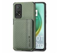 ShinyCase Étui Portefeuille pour Xiaomi Mi 10T Pro Housse de Protection Coque Shockproof,Porte-Cartes avec Magnétique,Coque Portefeuille en Fabric pour Xiaomi Mi 10T/Mi 10T Pro 5G Cover,Vert