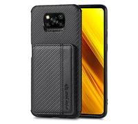 ShinyCase Étui Portefeuille pour Xiaomi Poco X3 Pro Cover Housse de Protection Shockproof,Porte-Cartes avec Magnétique,Coque Portefeuille en Carbon Fiber Texture pour Xiaomi Poco X3 Pro,Le Noir