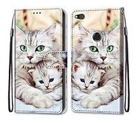 ShinyCase Étui pour Huawei P8 Lite 2017 Coque PU Leather Cuir Anti-Rayures Protection Cover Emplacement Carte Portefeuille Magnétique Téléphone Case pour Huawei P8 Lite 2017,Chat et Chaton