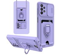 ShinyCase pour Samsung Galaxy A52 5G Phone Case,Premium Coque avec Cache pour Caméra Coulissante Support de Bague Card Slot Cordon Antichoc Silicone TPU Coque pour Samsung A52,Galaxy A52 5G,Violet