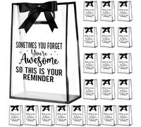 Shinylin Lot de 24 sacs cadeaux en plastique transparent avec poignée « Sometimes You Forget » réutilisables pour collègue et enseignant, 25,4 x 17,8 x 7,9 cm