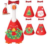 Shinylin Lot de 4 mini costumes d'oie de Noël de 17,8 cm, chapeau et vêtements de Noël, décoration de table de Noël magnétique, statue de canard pour clés, décoration (roman)