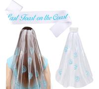 ShinyMatch Écharpe et voile Last Toast on The Coast Bride to Be - Kit de décorations pour enterrement de vie de jeune fille, enterrement de vie de jeune fille, mariage, fiançailles