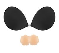 SHINYMOD Soutien-gorge sans bretelles, soutien-gorge invisible sans dos, couvre-mamelon auto-adhésif B Noir