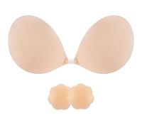 SHINYMOD Soutien-Gorge sans Bretelles, Soutien-Gorge sans Dos avec Invisible et Collant Rembourré Couverture de Mamelon Grand Buste Auto-adhésif Soutien-Gorge Réutilisable pour Maillot des Femmes