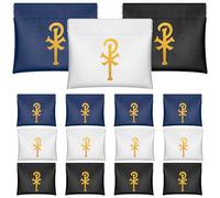 Shinymoon Chapelet de confirmation du Saint-Esprit - Étui en cuir - Chapelet catholique fidèle - Porte-monnaie - Fournitures d'église chrétienne, Blanc/bleu/noir, Chi Rho