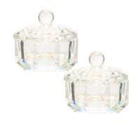 SHINYPASING 2pcs Coupelles à Ongles en Verre Cristal Coloré avec Couvercle, Petite Taille, Transparence, Design Créatif, Accessoires pour Nail Art Manucure