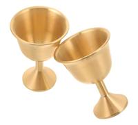 SHINYPASING 2pcs Gobelets en Laiton à Pied Or, Coupe Cérémonielle Médiévale Vintage, Prise Confortable et Isolante, pour Banquet et Réception