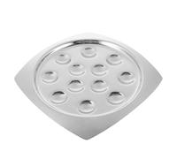 SHINYPASING Assiette à Escargots en Acier Inoxydable Grosse Taille, Plaque Compartimentée Carrée Rainures Anti-glisse, pour Service de Fruits de Mer et Plats Français, Usage la Cuisine Maison