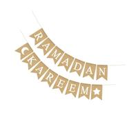 SHINYPASING Bannière Suspendue du Ramadan en Tissu Coton, Motif Lune et Étoile, 1 Ensemble Décoratif pour Fête Intérieure et Extérieure, Décoration Ramadan Mubarak, Festive et Réutilisable