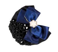 SHINYPASING Barrette à Chignon en Maille Filet Bleu Perles Pentagonales et Bordure Dorée, Accessoire Cheveux Femme pour Coiffure Élégante, Snood à Nœud, Mariage et Usage Quotidien