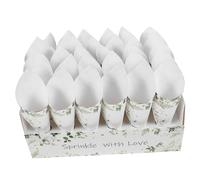 SHINYPASING Boîte à Cornets de Confettis en Papier 30 Cavités Vert Feuille 30 Cônes Gaufrés pour Mariage Fête, Porte-Cornets Décoratif Polyvalent pour Présents Invités et Pétales Confettis