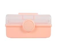 SHINYPASING Boîte de Rangement Grand Format Rose avec Poignée, Organisateur de Remède Multicouche Transparent, Trousse Portable pour Bureau, Maison et Voyages, Étui Plastique Compartimenté