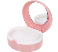 SHINYPASING Boîte de Rangement pour Prothèses Dentaires en Plastique, Petite Taille Rose et Blanc, Étui de Contention Orthodontique Compact Miroir Intégré, Porte-appareil Dentaire Portable