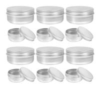 SHINYPASING Boîtes en Aluminium 18 Pcs 50g 57x27 Mm, Pots Ronds à Vis Étanches, Petits Contenants Métalliques Réutilisables pour Rangement Cosmétiques, Thé, Épices et Bonbons, Usage Voyage