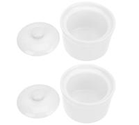 SHINYPASING Bol à Soupe en Céramique Couvercle Ramequin 9X9 CM pour Ragoût, Pudding, Cuisson à Eau Bouillante, Adapté Fêtes et Usage Domestique