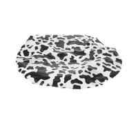 SHINYPASING Bonnet de Bain Imperméable Double Couche en Aluminium, Bonnet Vapeur pour Cheveux Longs Anti-statique, Turban Réutilisable sans Électricité, Noir et Blanc Motif Vache, Soins