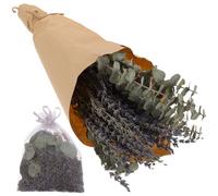 SHINYPASING Bouquet de Lavande Séchée avec Sachet Parfumé, Décoration Suspendue pour Salle de Bain, Fleurs Naturelles et Eucalyptus, Accessoire Aromatique Relaxant pour Intérieur