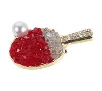 SHINYPASING Broche Ping-pong en Cristal Rouge Épingle à Revers de Chemise, Insigne Sportif D'esprit D'équipe, Bijou pour Foulard et Veste, Accessoire pour Fans de Tennis de Table, Présent