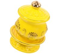 SHINYPASING Coupe Offrande Eau Bouddhiste Céramique Lotus Jaune Décorative pour Rituel et Décoration Zen
