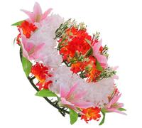 SHINYPASING Couronne Funéraire Artificielle Sacrificielle Fleurs de Lys Rose Clair Couronne de Fleurs pour Tombe Solide Guirlande Décorative pour Cérémonie de Deuil et Cimetière Décoration