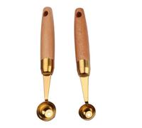 SHINYPASING Cuillère à Fruits 2pcs en Acier Inoxydable Manche en Bois de Sapele, Résistante Creuser Melon et Fruits Cuisine ou Boutique de Desserts
