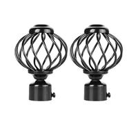 SHINYPASING Embouts de Tringle à Rideaux Vintage 2 Pcs, Butée D'extrémité Fenêtre en Fer Noir, Finition Décorative Cage, Compatible Tringle à Rideaux Double Pôle pour Décoration Intérieure