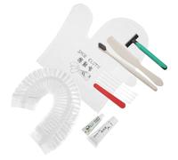 SHINYPASING Ensemble de 4 Kits D’hygiène Jetables pour Hôtel Comprend Brosse à Dents Manuelle Couleur Naturelle Peigne en Paille de Blé Kit de Soin Charlotte Chiffon Couleur Couleur Aléatoire