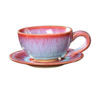 SHINYPASING Ensemble Tasse à Café en Céramique Rouge avec Soucoupe, Style Européen, 1 Pièce, Support Petit-déjeuner, Mug Résistant Chaleur, Usage Maison et Café, Compatible Boissons Chaudes