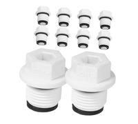 SHINYPASING Lot de 10 Bouchons de Rechange pour Bouillottes, Bouchons en Polypropylène Blanc à Filetage Mâle 1/2, Double Joint, Compatibles Sachets D'eau Chaude, Accessoires Thermiques