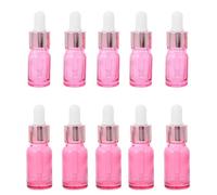 SHINYPASING Lot de 10 Set de Set de Flacons Compte-gouttes en Verre Transparent Doré 5 Ml et 10 Ml, Bouchons en Alliage D'aluminium Rose Doré, Flacons Rechargeables pour Huiles Essentielles,