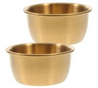 SHINYPASING Lot de 2 Bols à Sauce en Acier Inoxydable Doré, Plats à Trempette Pratiques, pour Servir Sauces et Snacks, Design Simple et Élégant, pour Table à Manger et Hôtels