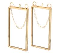 SHINYPASING Lot de 2 Cadres Photo Muraux Double Face en Verre et Laiton 5x10 Cm Cadre D’échantillon pour Fleurs Pressées pour Exposition D’œuvres D’art Décoration Intérieure Élégante