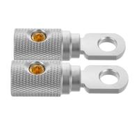 SHINYPASING Lot de 2 Connecteurs de Batterie à Vis 4ga en Cuivre Pur Plaqué Nickel, Bornes à Anneau Haute Puissance pour Installation Audio Voiture, Réducteurs D'entrée Ampli et Câblage