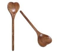 SHINYPASING Lot de 2 Cuillères en Bois D’acacia de Cœur Ustensiles Cuisine Multifonctions 25,5 Cm Cuillères à Mélanger Salade Miel et Épices la Cuisine Maison