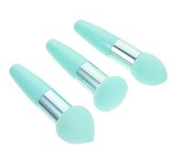 SHINYPASING Lot de 3 Éponges à Maquillage Multi-usages, Stylo de Maquillage Féminin en Silicone Haute Densité, Bleu Vert, Outils Cosmétiques pour Application Visage et Fond de Teint, Kit