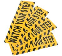 SHINYPASING Lot de 4 Rubans Adhésifs Antidérapants pour Sol et Escalier 30x10 Cm en Pvc Solide Noir et Jaune Inscription « Attention Où vous Mettez les Pieds » - Panneau D'avertissement