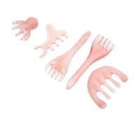 SHINYPASING Lot de 5 Brosses de Massage du Cuir Chevelu en Résine Couleur Ambre, Peigne de Pieuvre Grand Format, Peigne 5 Dents, Brosse 5 Griffes, Masseurs Manuels pour Stimulation