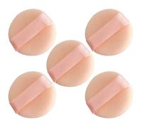 SHINYPASING Lot de 5 Mini Houppettes en Flocage Beige pour Poudre de Maquillage Confortable, Application Précise et Évite le Gaspillage, pour Maquillage Quotidien