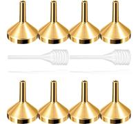 SHINYPASING Mini Entonnoirs Métalliques Dorés 12 Pièces - 8 Grands Entonnoirs 2 Pipettes en Plastique 2 Ml 2 Pipettes à Ressort 3 Ml - pour Remplir Petites Bouteilles, Huiles Essentielles