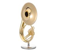 SHINYPASING Mini Modèle de Sousaphone 13 Cm en Métal Doré Boîte et Support, Décoration Intérieure pour Bureau, Salon et Maison, Ornement Délicat D’Instrument de Musique, Accessoire