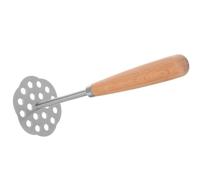 SHINYPASING Mini Presse-purée en Acier Inoxydable avec Poignée en Bois, Ustensile Cuisine Sûr et Fiable pour Écraser Fruits et Ail, pour Préparer la Nourriture pour Bébé