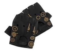 SHINYPASING Moufles Demi-Doigts Punk sans Doigts Unisexes pour Moto et Vélo, Style Steampunk Rivets, Matériau PU Résistant, Confort pour Sports et Activités en Plein Air