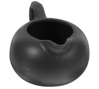 SHINYPASING Petite Bouilloire à Lait en Céramique Noire Poignée Récipient à Lait pour Café Thé et Sauces Maison Fêtes Compatible Micro-Ondes