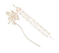 SHINYPASING Pince à Cheveux Ancienne Chinoise Dorée Pompon et Fleur Accessoire Cheveux Vintage pour Femmes Épingle pour Chignon Cérémonie Mariage Baguette Coiffure Rétro