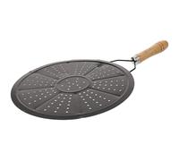 SHINYPASING -plat Isolant Thermique en Métal Poignée en Bois, Tapis de Pot Noir Anti-brûlure Cuisine et Café, Compatible Plaques à Induction, Diffuseur Gaz, Set de Table Polyvalent