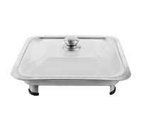 SHINYPASING Plateau de Service Inox Rectangulaire avec Couvercle, Anti-fissure et Facile à Nettoyer, en Acier Inoxydable Argenté Cuisine Scolaire et Hôtel