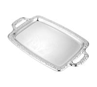 SHINYPASING Plateau de Service Vintage en Métal 39x23 Cm Poignées Plateau Cuisine Multi-usages pour Repas et Présentation pour Salon et Restauration